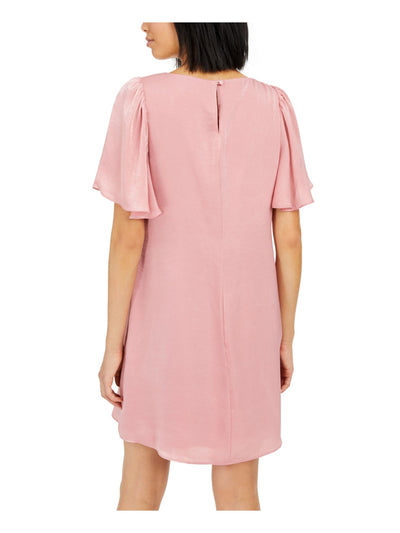 INC Womens Pink Short Sleeve Round Neck Knee Length Shift Dress 6