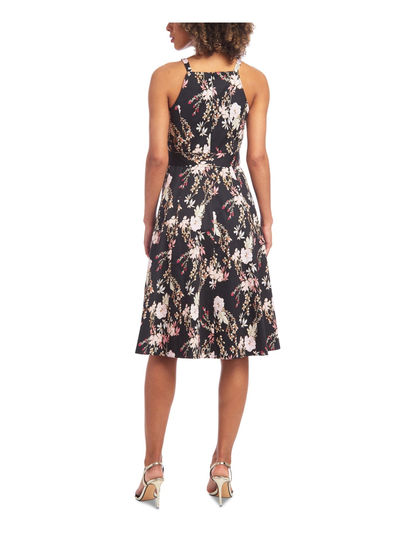 RACHEL RACHEL ROY Womens Pocketed Zippered Spaghetti Strap Square Neck Knee Length Evening Fit + Flare Dress