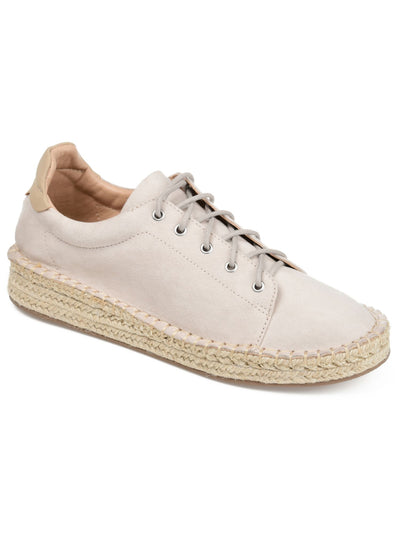 JOURNEE COLLECTION Womens Beige Espadrille Detail Whipstitch Accent 0.5" Platform Cushioned Eyelet Jordi Round Toe Wedge Lace-Up Athletic Sneakers Shoes 12 M