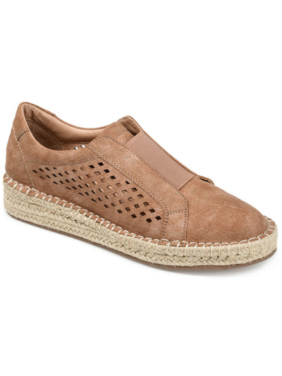 JOURNEE COLLECTION Womens Brown Laser Cut Espadrille Stretch Gore Cushioned Kandis Round Toe Slip On Athletic Sneakers Shoes 11