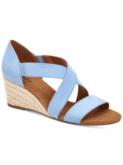 STYLE & COMPANY Womens Light Blue Padded Strappy Zaddie Almond Toe Wedge Slip On Espadrille Shoes 8.5 M
