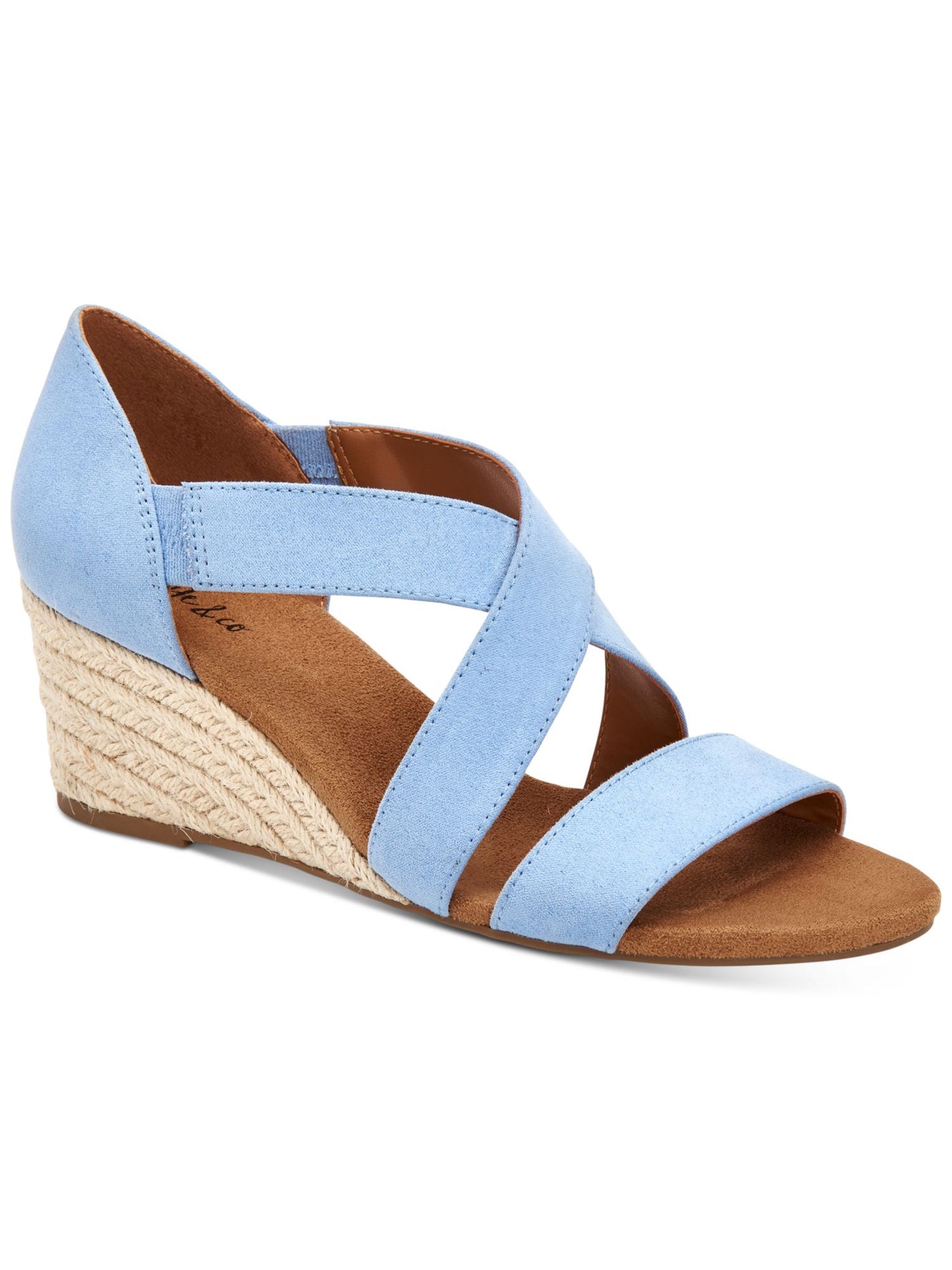 STYLE & COMPANY Womens Light Blue Padded Strappy Zaddie Almond Toe Wedge Slip On Espadrille Shoes 10 M