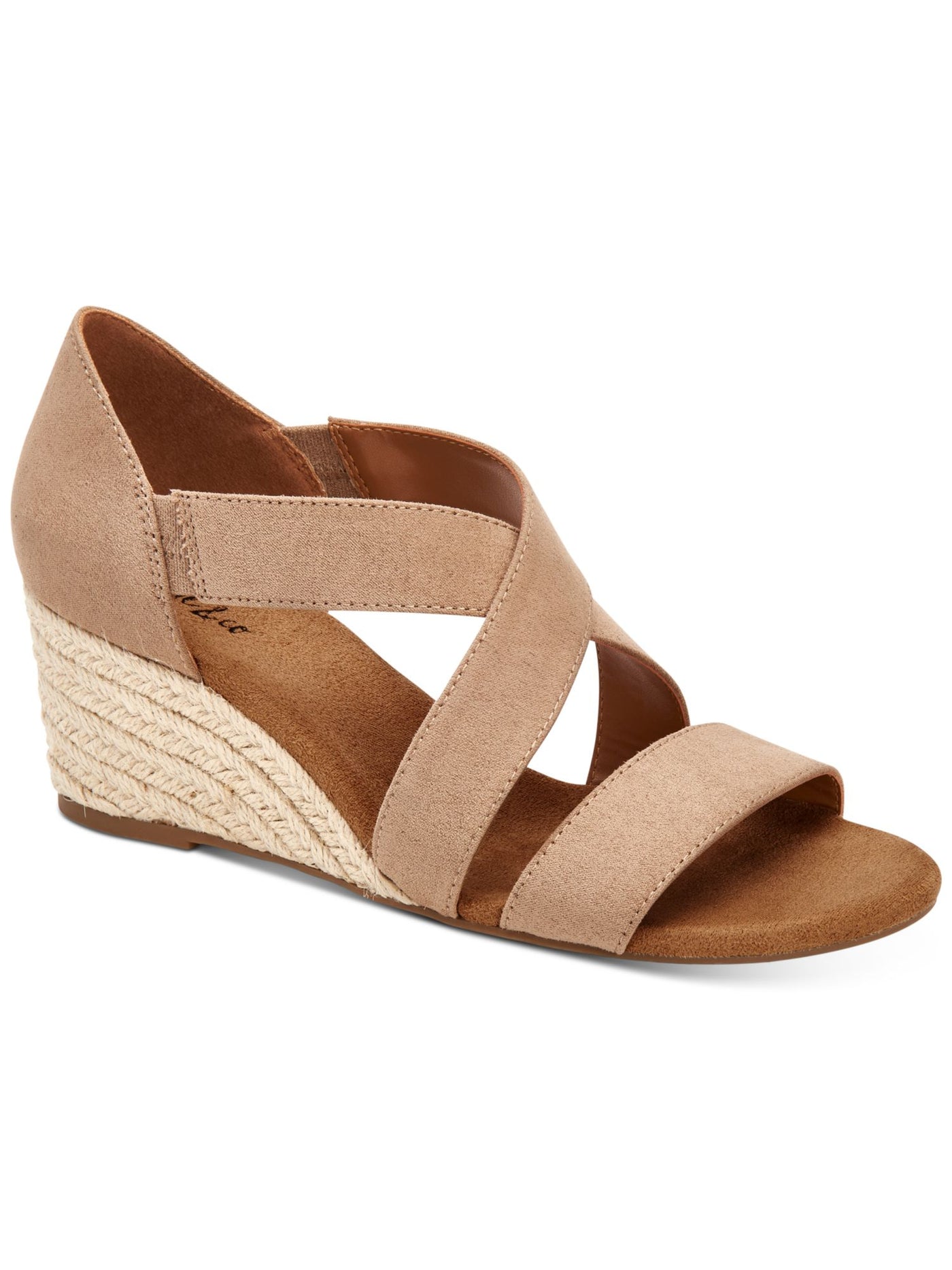 STYLE & COMPANY Womens Beige Padded Strappy Zaddie Almond Toe Wedge Slip On Espadrille Shoes 6 M