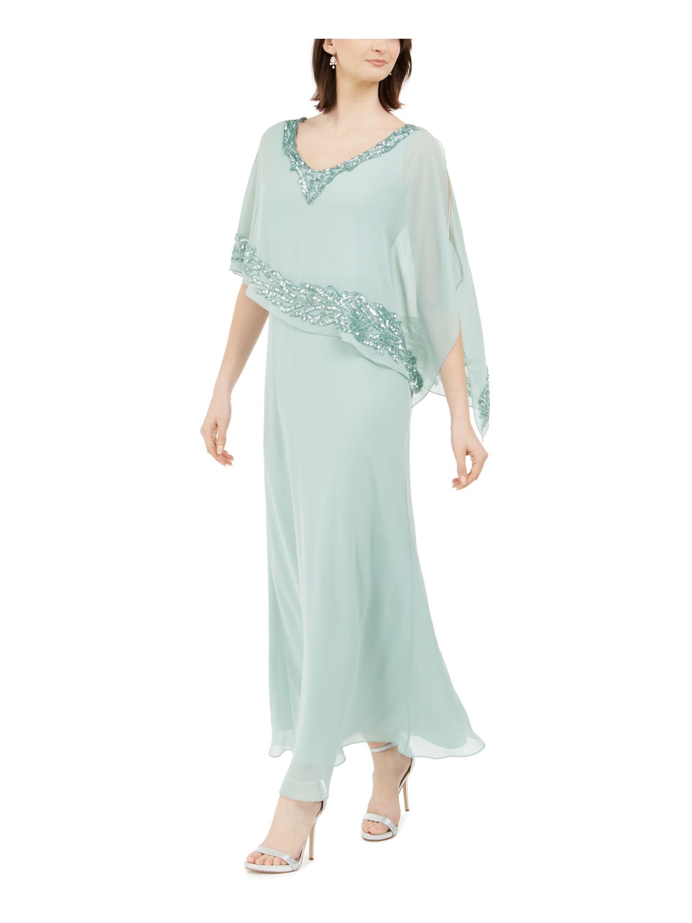 jkara formal dresses J Kara Women's Mesh Embellished Evening Dress, Formal Gown, 100% Polyester