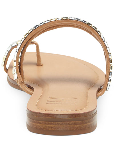 INC Womens Gold Strappy Toe-Loop Embellished Padded Jaylee Round Toe Block Heel Slip On Slide Sandals Shoes 7.5 M