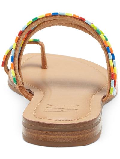 INC Womens Beige Strappy Toe-Loop Embellished Padded Jaylee Round Toe Block Heel Slip On Slide Sandals Shoes 9.5 M