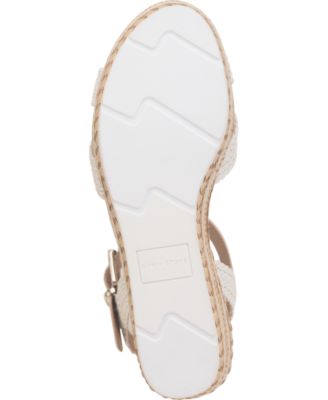 SUN STONE Womens White 1-1/2" Platform Woven Braided Cushioned Slip Resistant Callie Round Toe Wedge Buckle Slingback Sandal M