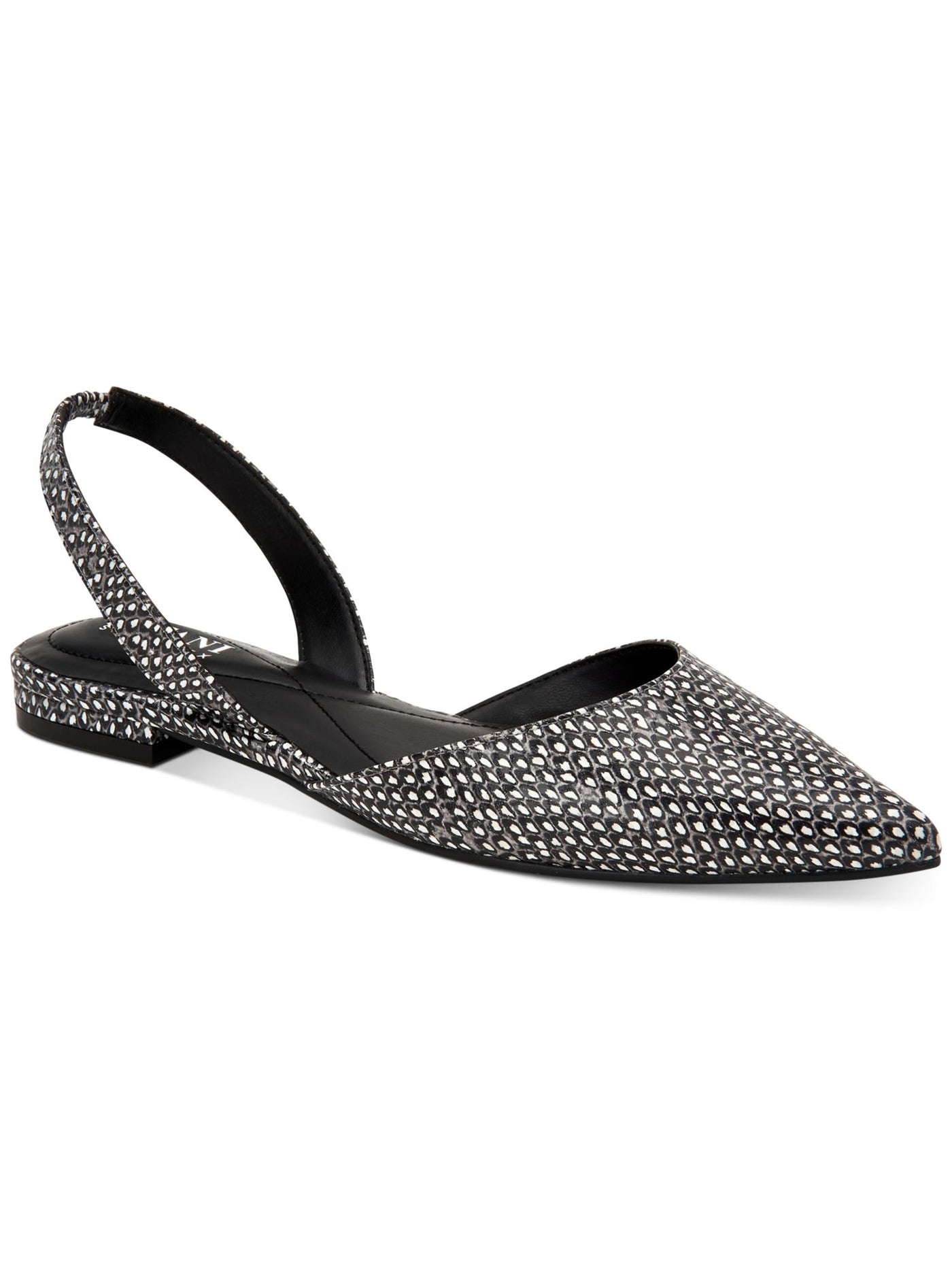 ALFANI Womens Black Snakeskin Cushioned Comfort Ryann Pointed Toe Block Heel Slip On Flats Shoes 8 M