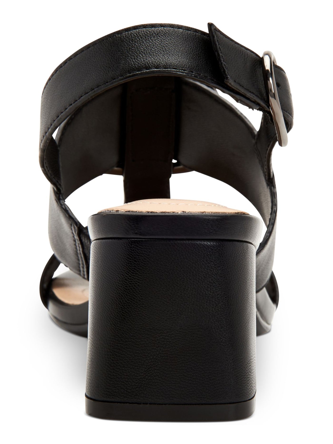 ALFANI Womens Black Circle Hardware Detail Adjustable Cushioned Strappy Gwenna Square Toe Block Heel Buckle Leather Dress Slingback Sandal 6 M