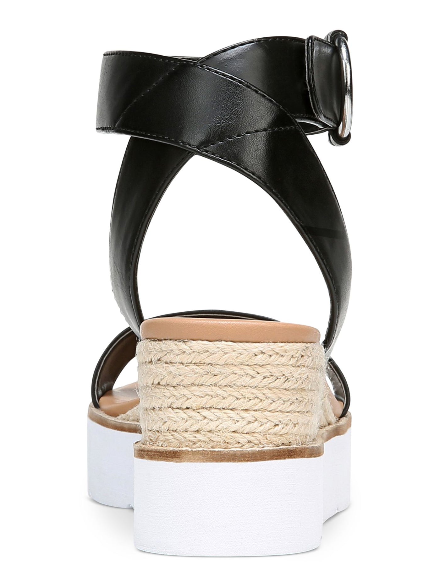 BAR III Womens Black Woven 1" Platform Ankle Strap Padded Dessi Almond Toe Wedge Buckle Slingback Sandal 9 M