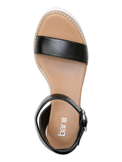BAR III Womens Black Woven 1" Platform Ankle Strap Padded Dessi Almond Toe Wedge Buckle Slingback Sandal 9 M