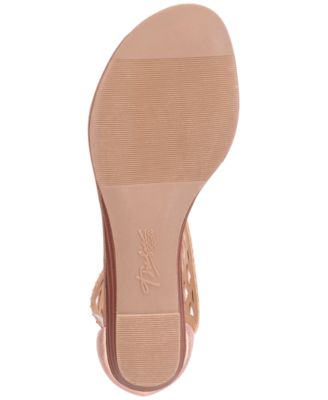 THALIA SODI Womens Pink Multi Patterned Cutouts Elastic Goring Rhinestone Comfort Ilene Round Toe Wedge Zip-Up Thong Sandals Shoes M