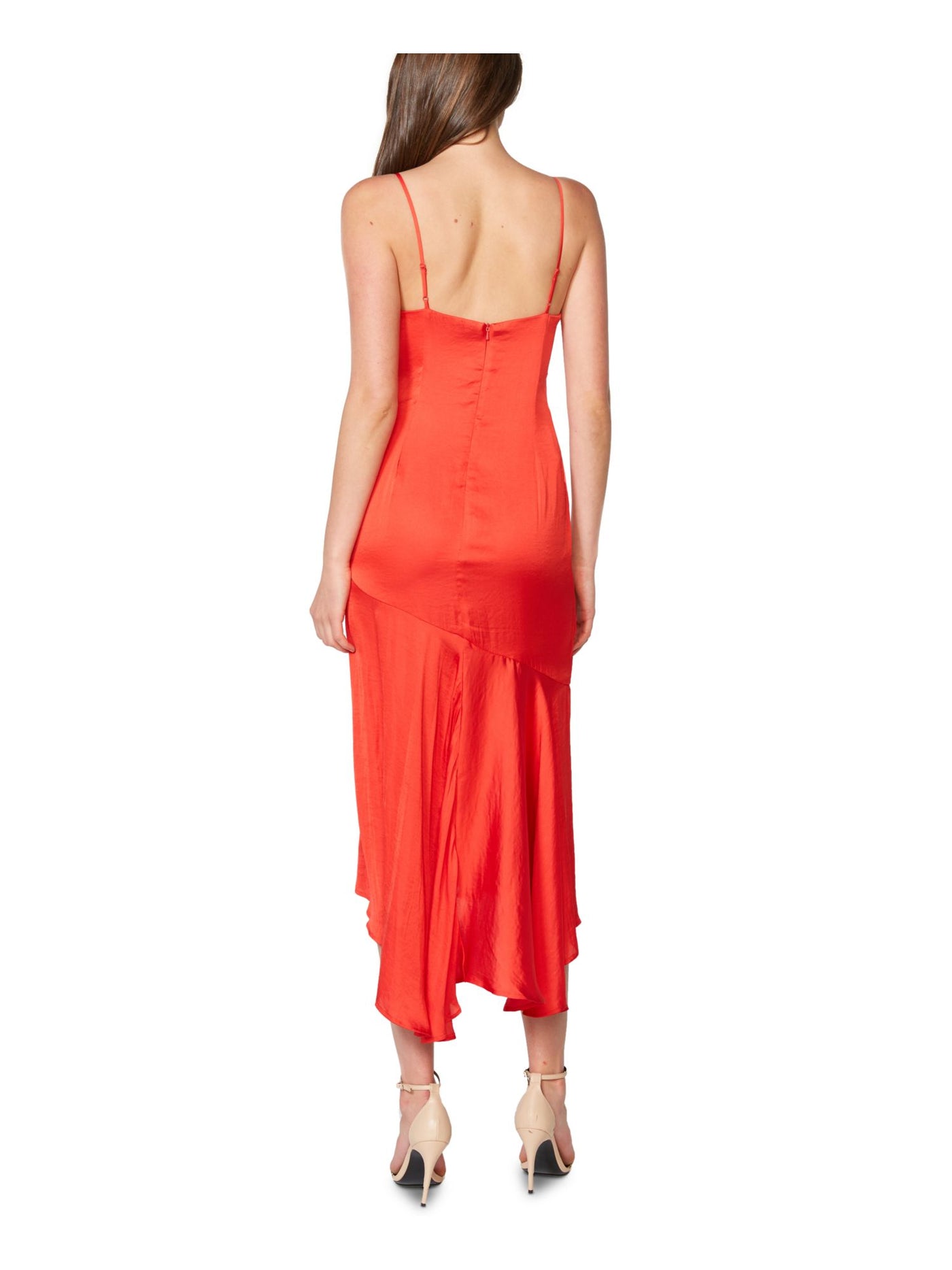 BARDOT Womens Red Spaghetti Strap V Neck Midi Evening Hi-Lo Dress 8\M