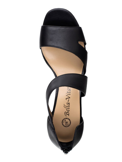 BELLA VITA Womens black Cushioned Korrine Round Toe Block Heel Zip-Up Leather Sandals Shoes WW
