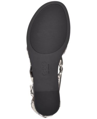 GBG LOS ANGELES Womens Black Snake Embossed Gladiator Inspired Crisscross Straps Logo Strappy Cobell Round Toe Zip-Up Thong Sandals Shoes M