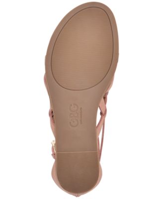 GBG LOS ANGELES Womens Pink Gladiator Inspired Crisscross Straps Logo Strappy Cobell Round Toe Zip-Up Thong Sandals Shoes M