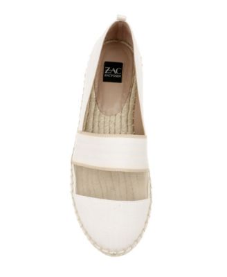 ZAC ZAC POSEN Womens White Striped Ribbon Mesh Insert Details Comfort Vida Round Toe Slip On Espadrille Shoes 10 M