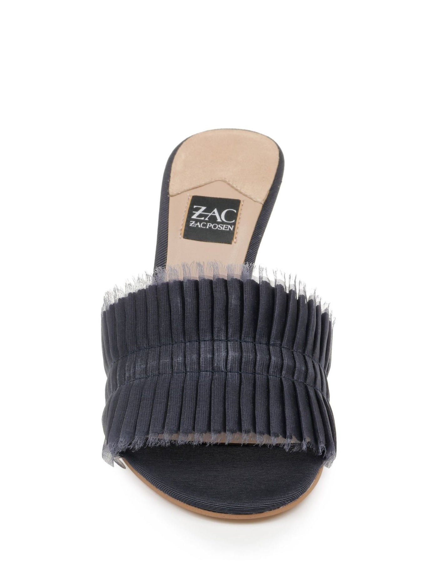 ZAC ZAC POSEN Womens Navy Pleated Padded Venecia Round Toe Stiletto Slip On Slide Sandals Shoes 8 M