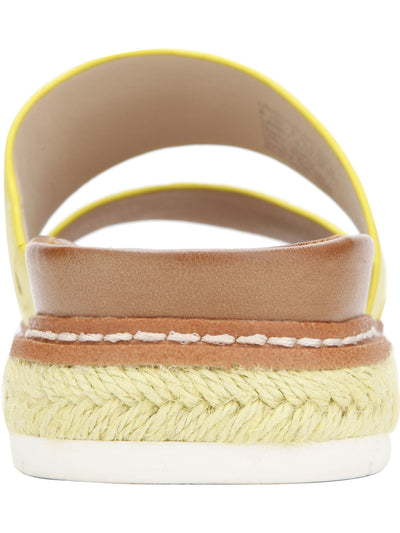 KENNETH COLE NEW YORK Womens Yellow Jute Wrapped 1" Platform Cushioned Laney Round Toe Wedge Slip On Leather Sandals Shoes 7 M