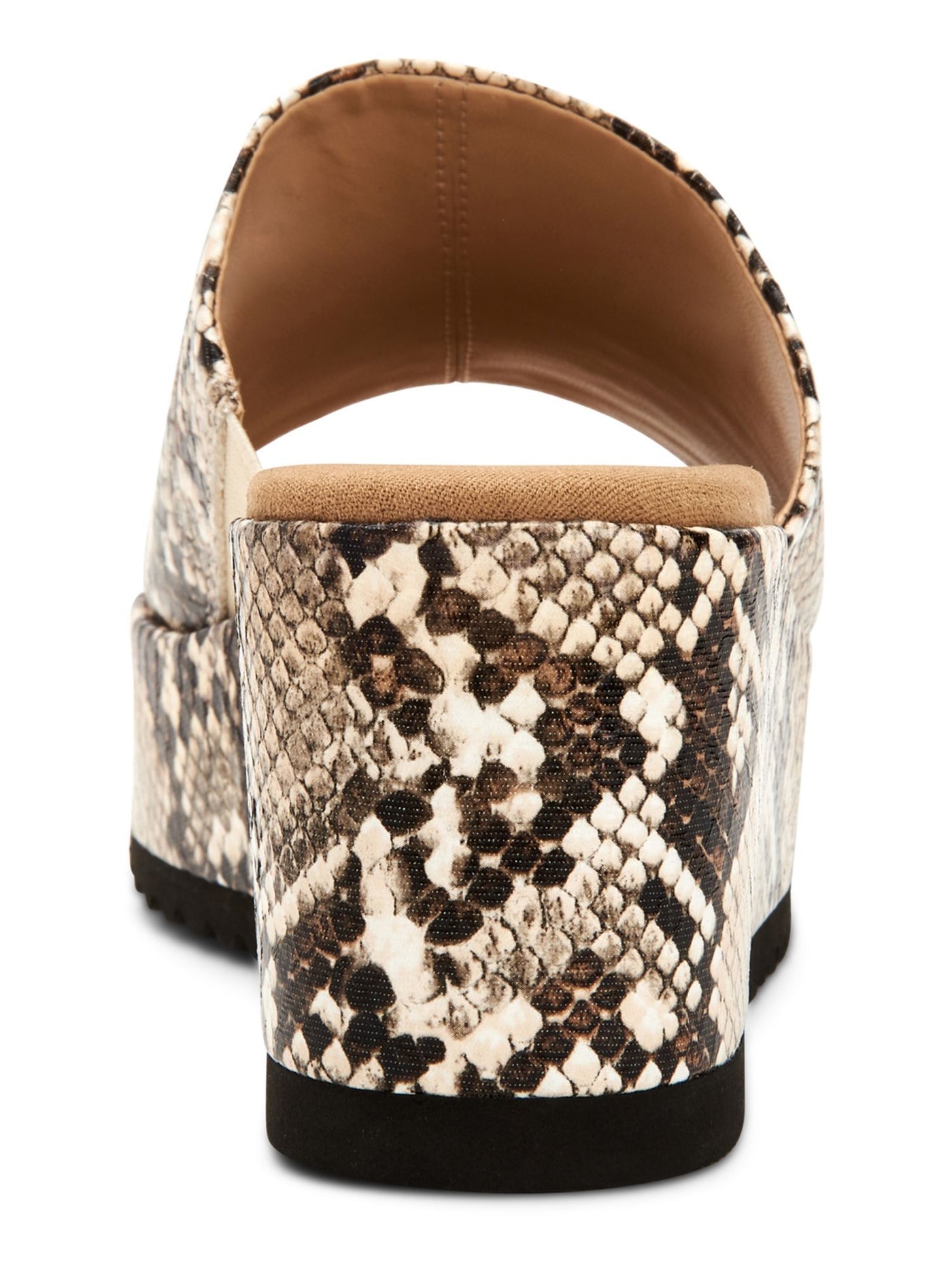 ALFANI Womens Beige Snakeskin Cushioned Comfort Jazziee Round Toe Platform Slip On Slide Sandals Shoes 9.5 M