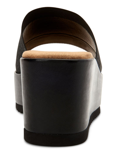 ALFANI Womens Black Geometric 1-1/4" Platform Cushioned Comfort Jazziee Round Toe Wedge Slip On Sandals Shoes 9 M