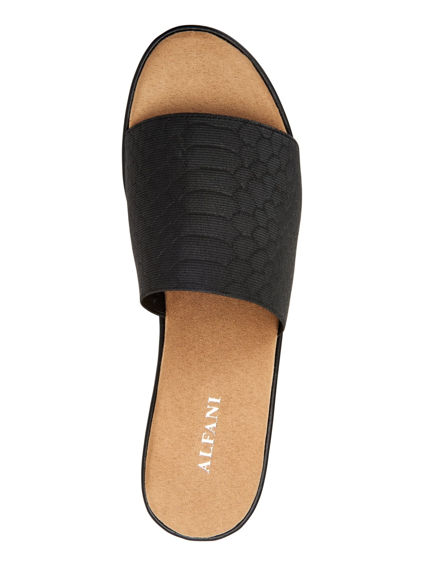 ALFANI Womens Black Geometric 1-1/4" Platform Cushioned Comfort Jazziee Round Toe Wedge Slip On Sandals Shoes 5.5 M