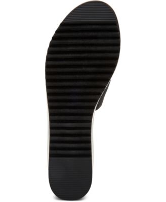 ALFANI Womens Black Geometric 1-1/4" Platform Cushioned Comfort Jazziee Round Toe Wedge Slip On Sandals Shoes M