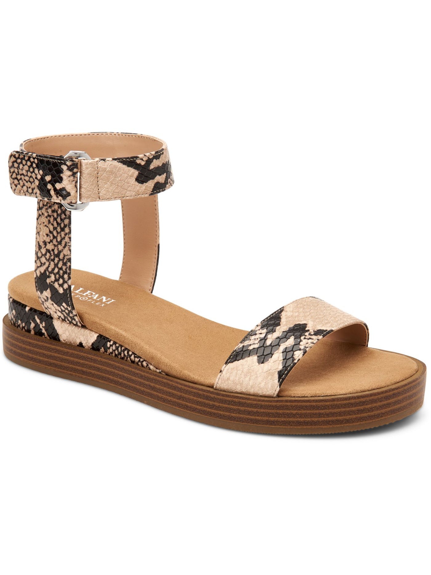 ALFANI Womens Beige Snake Print Ankle Strap Cherryll Round Toe Wedge Sandals 7 M