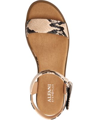 ALFANI Womens Beige Snake Print Ankle Strap Cherryll Round Toe Wedge Sandals Shoes M