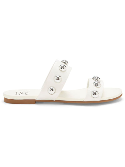 INC Womens White Ball-Stud Detail Galli Round Toe Slip On Slide Sandals Shoes 10