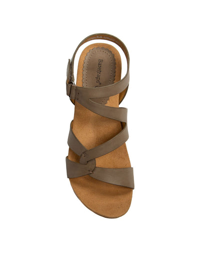 BARETRAPS Womens Beige Cork-Like 1" Platform Strappy Freesia Round Toe Wedge Sandals Shoes 9 M