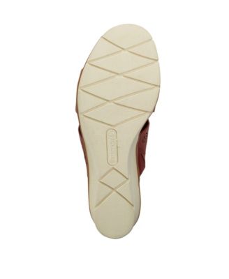 BARETRAPS Womens Red Laser Cut 1/2" Platform Elastic Goring Comfort Barb Round Toe Wedge Slip On Slide Sandals Shoes M
