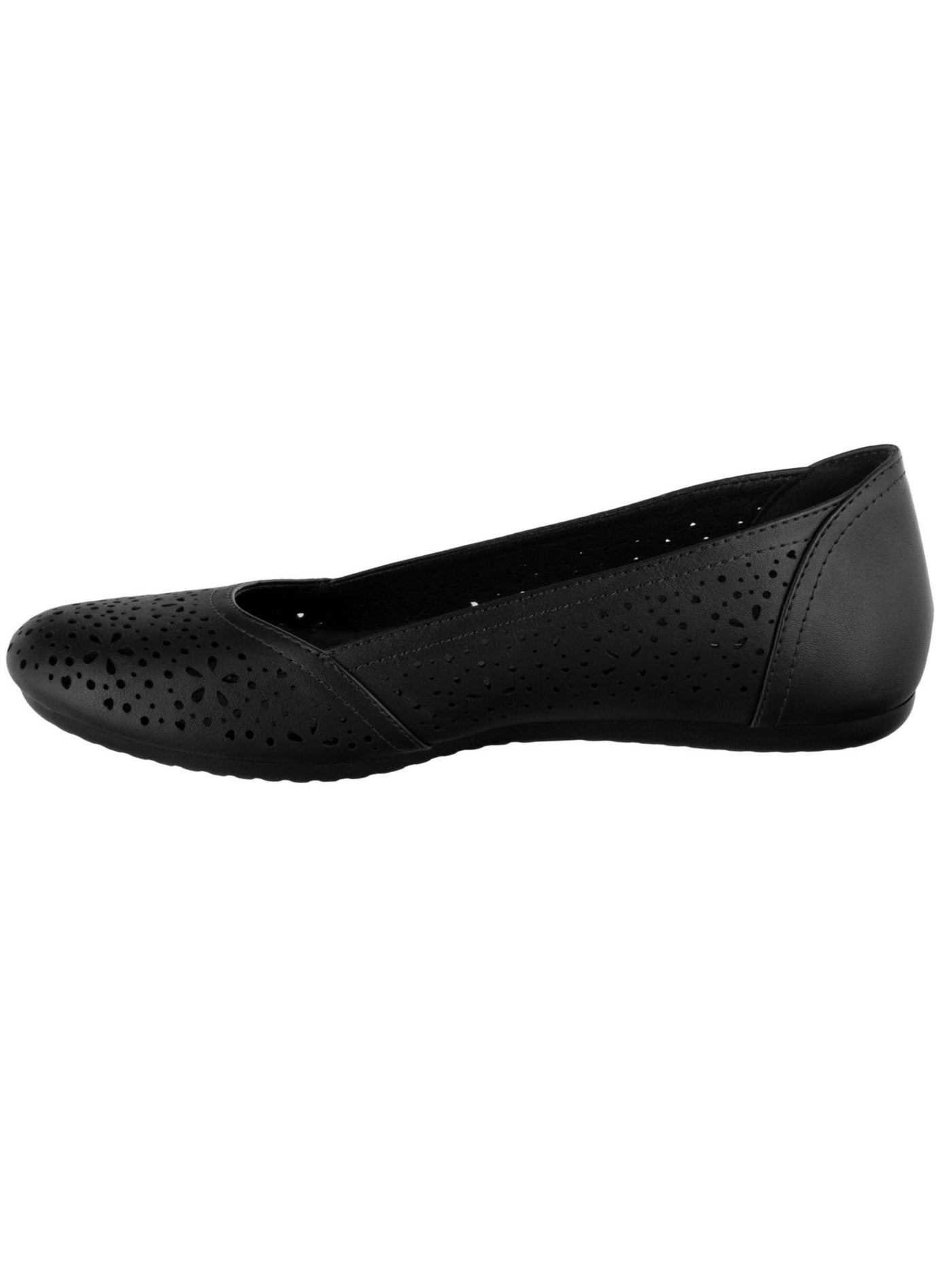 EASY MOTION Womens Black Perforated Cushioned Brooklyn Round Toe Slip On Ballet Flats 8.5