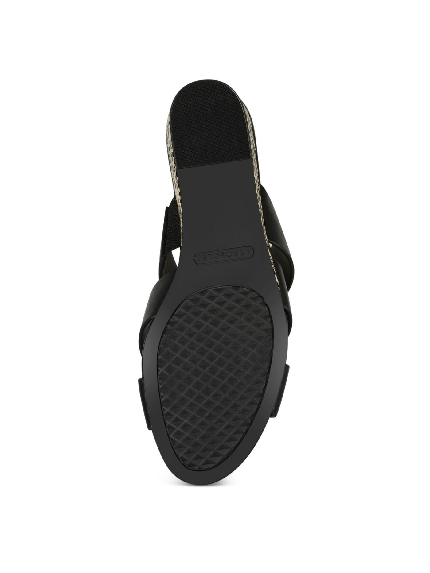 AEROSOLES Womens Black Combo Crisscross Straps Goring Cushioned Westfield Almond Toe Wedge Slip On Leather Slide Sandals Shoes M