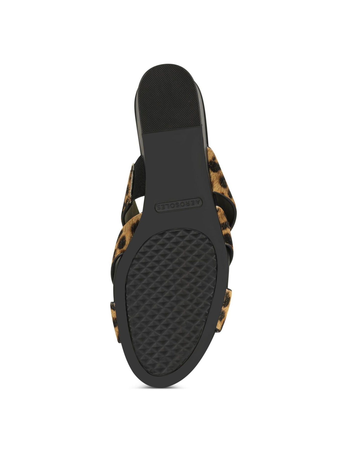 AEROSOLES Womens Brown Leopard Print Crisscross Straps Side Gore Core Comfort Technology Comfort Westfield Almond Toe Wedge Slip On Leather Slide Sandals Shoes W