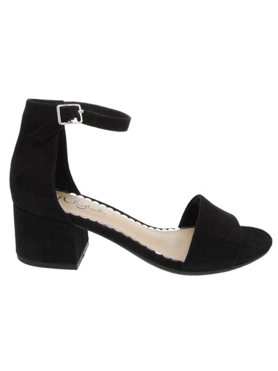 SUGAR Womens Black Adjustable Strap Noelle Low Open Toe Block Heel Buckle Dress Sandals 9.5 M