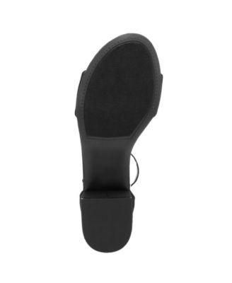 SUGAR Womens Black See-Through Strap Padded Comfort Noelle Round Toe Block Heel Buckle Dress Sandals Shoes M
