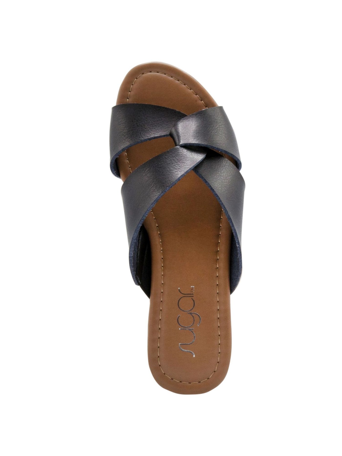 SUGAR Womens Black Knotted Design Comfort Woven Olena Round Toe Block Heel Slip On Slide Sandals Shoes M