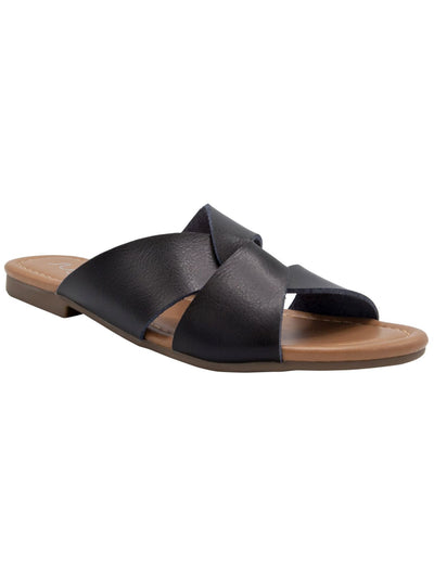 SUGAR Womens Black Knotted Design Comfort Woven Olena Round Toe Block Heel Slip On Slide Sandals Shoes 6.5 M