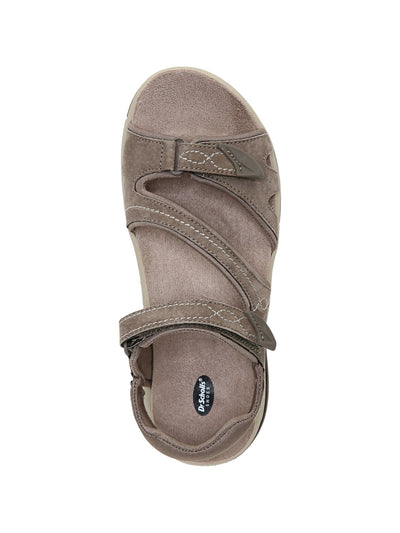 DR SCHOLLS Womens Beige Mixed Media Comfort Cushioned Padded Ankle Strap Adjustable Cut Out Adelle Round Toe Wedge Sandals Shoes 9 M