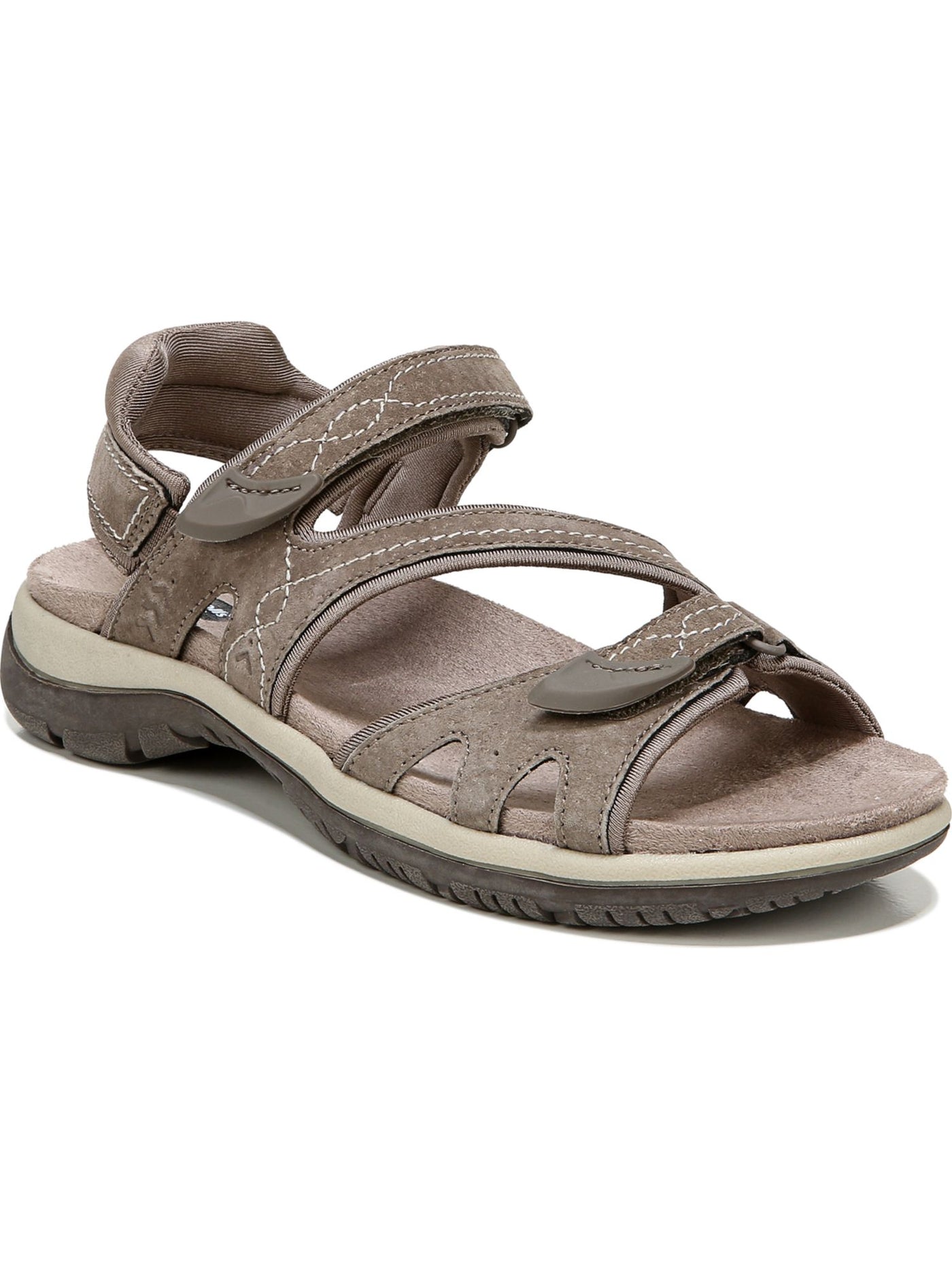 DR SCHOLLS Womens Beige Mixed Media Comfort Cushioned Padded Ankle Strap Adjustable Cut Out Adelle Round Toe Wedge Sandals Shoes 9 M