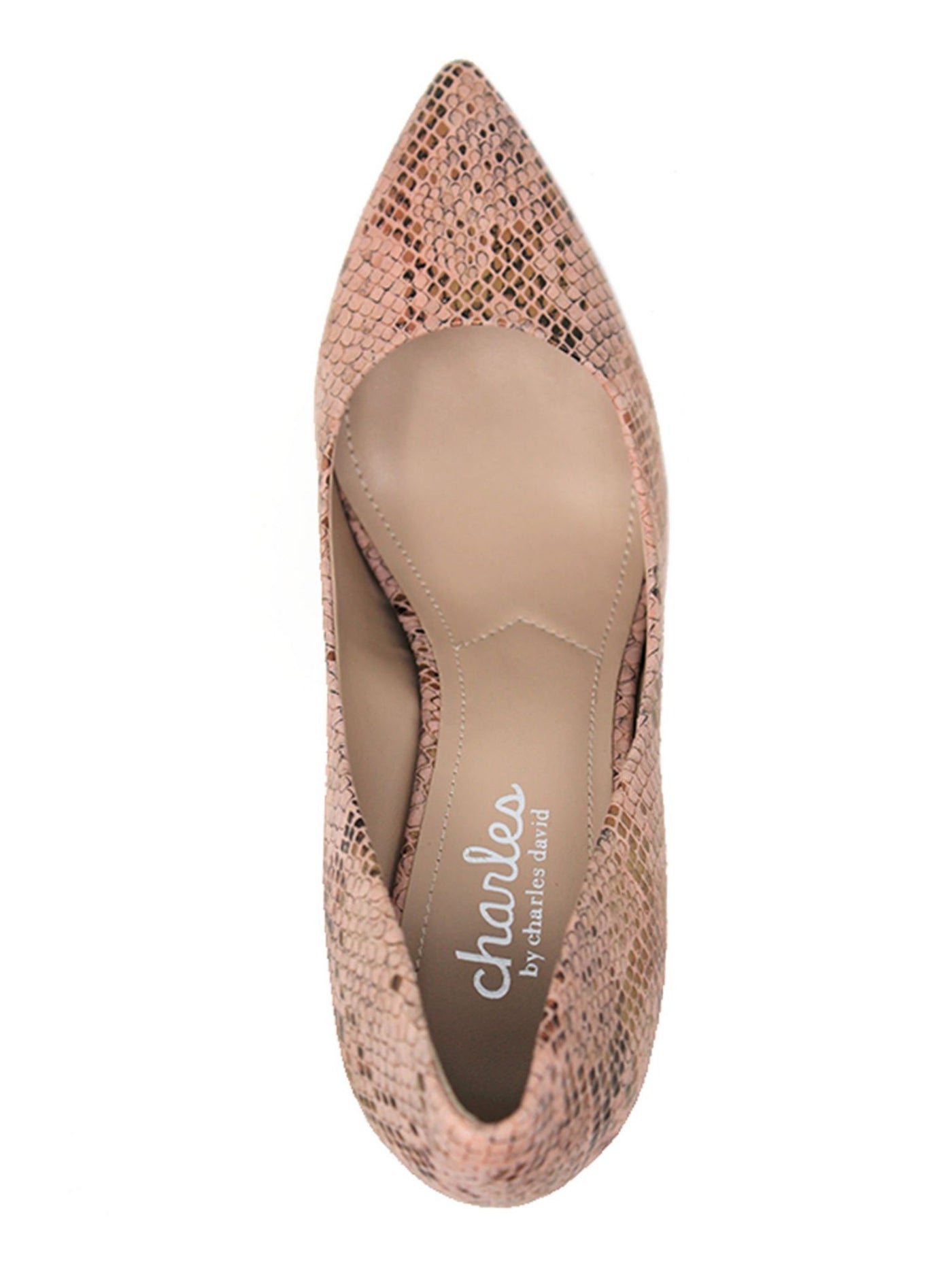 CHARLES BY CHARLES DAVID Womens Pink Snake Print Comfort Maxx Pointed Toe Stiletto Slip On Leather Pumps Shoes M