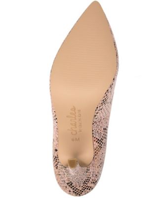 CHARLES BY CHARLES DAVID Womens Pink Snake Print Comfort Maxx Pointed Toe Stiletto Slip On Pumps Shoes M