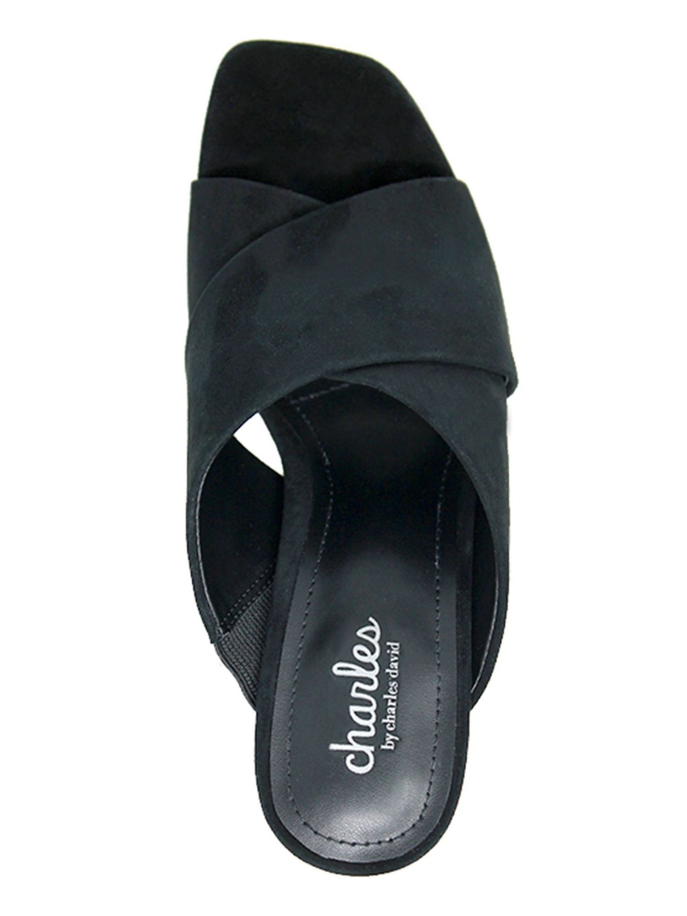 CHARLES BY CHARLES DAVID Womens Black 0.5" Platform Cork-Like Padded Illy Split Toe Flare Slip On Leather Dress Sandals Shoes 8 M