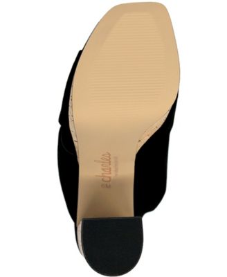CHARLES BY CHARLES DAVID Womens Black 0.5" Platform Cork-Like Padded Illy Split Toe Flare Slip On Leather Dress Sandals Shoes M
