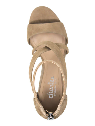 CHARLES BY CHARLES DAVID Womens Beige Cushioned Strappy Harrison Open Toe Stiletto Zip-Up Leather Dress Sandals Shoes 6