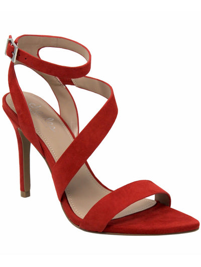 CHARLES BY CHARLES DAVID Womens Red Padded Ankle Strap Strappy Tracker Pointed Toe Stiletto Buckle Leather Dress Sandals Shoes 7 M
