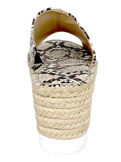 CHARLES BY CHARLES DAVID Womens Beige Snake Print 2" Platform Jute Wrapped Padded Comfort Sporty Round Toe Wedge Slip On Dress Slide Sandals Shoes 9 M