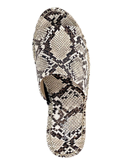 CHARLES BY CHARLES DAVID Womens Beige Snake Print 2" Platform Jute Wrapped Padded Comfort Sporty Round Toe Wedge Slip On Dress Slide Sandals Shoes 9 M