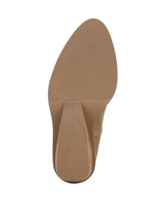 DR SCHOLLS Womens Beige Goring Panels Pull Tab Studded Comfort Mania Almond Toe Wedge Slip On Leather Booties M
